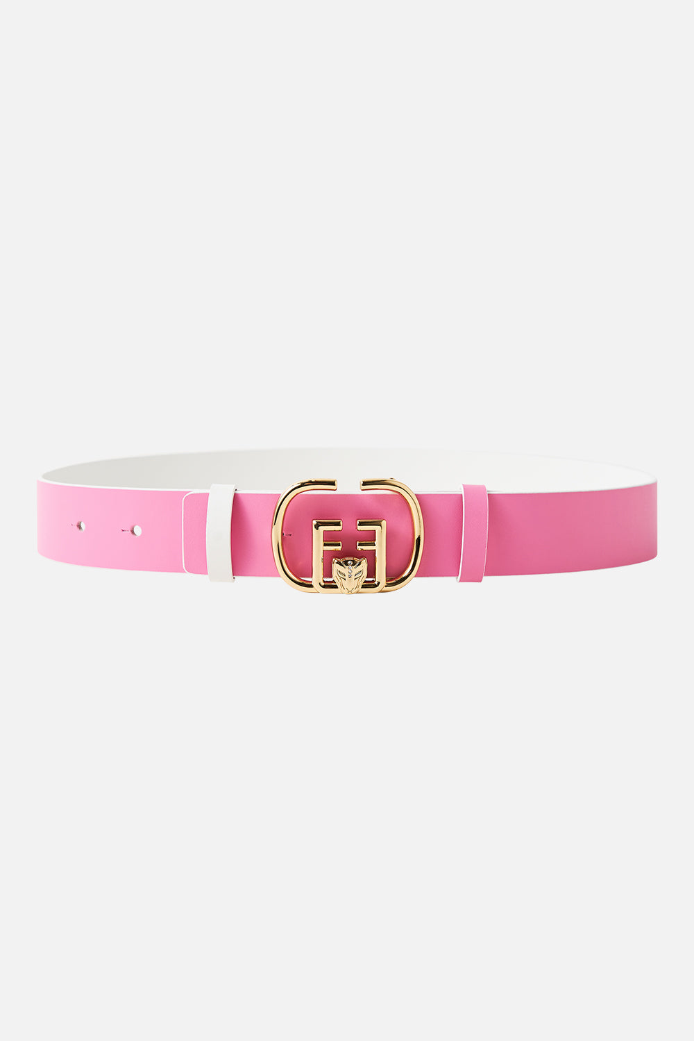 CAMILLA Reversible Monogram Buckle Belt in Solid Pink print