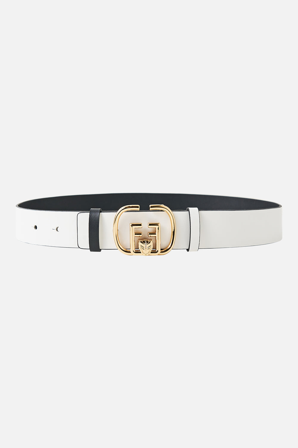 CAMILLA Reversible Monogram Buckle Belt in Solid White print