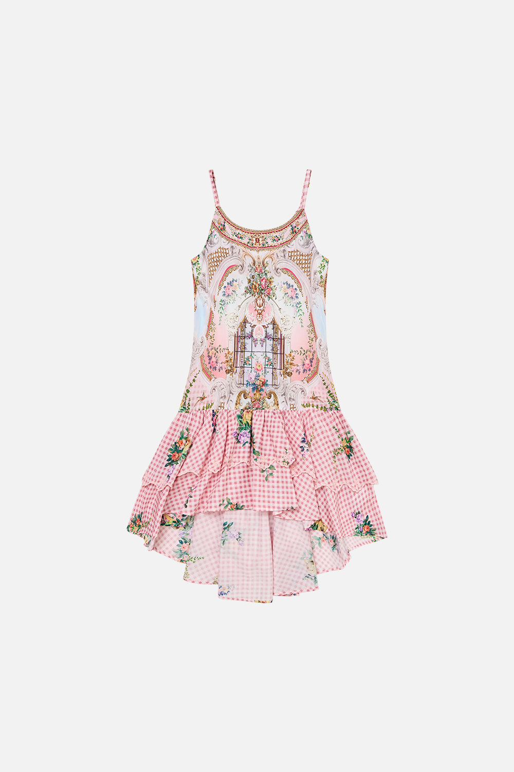 CAMILLA Kids Tiered High Low Dress 4-10 in Lisbon Lullaby print
