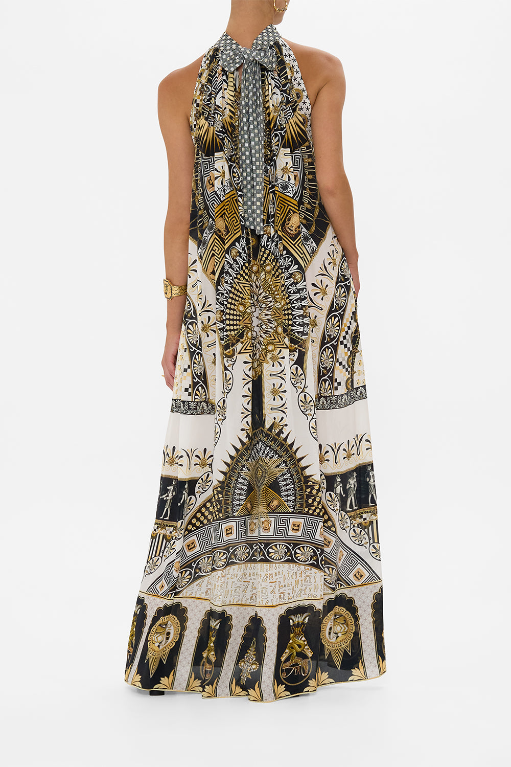 TIE NECK LONG DRESS TEMPLES OF DENDARA