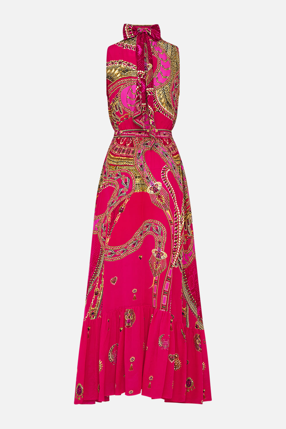 NECKTIE DRESS WITH ELASTICATED WAIST KISSED BY A COBRA