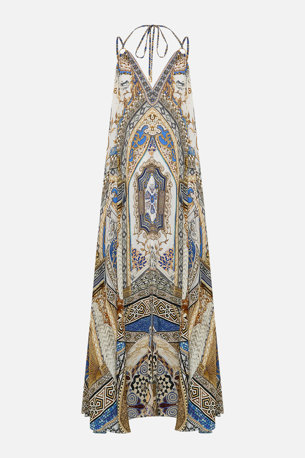 CAMILLA Ring Detail Strap Dress in Make Me Your Mosaic Print.