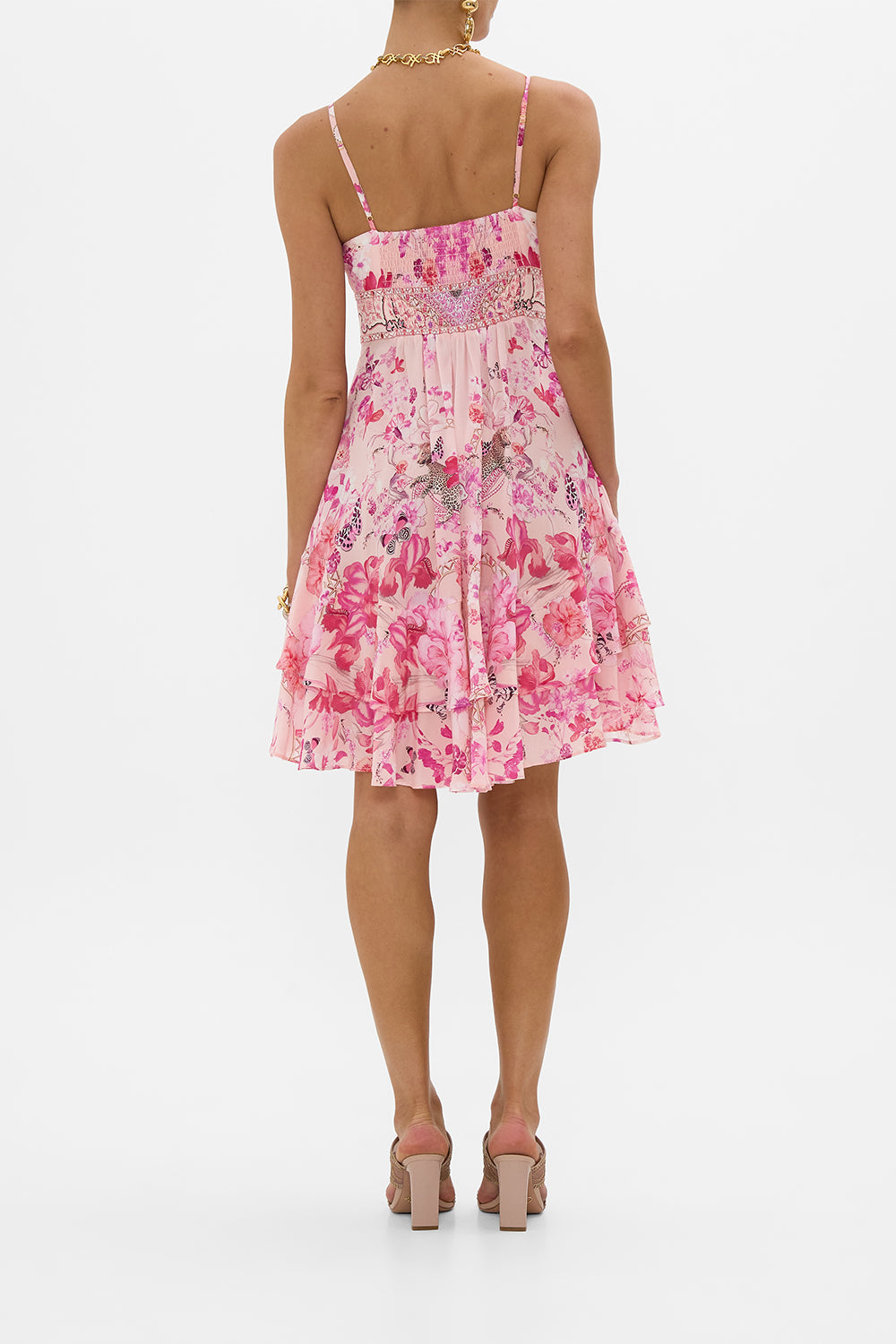 BUTTON FRONT STRAPPY FRILL DRESS BOTANICAL NOVELLA