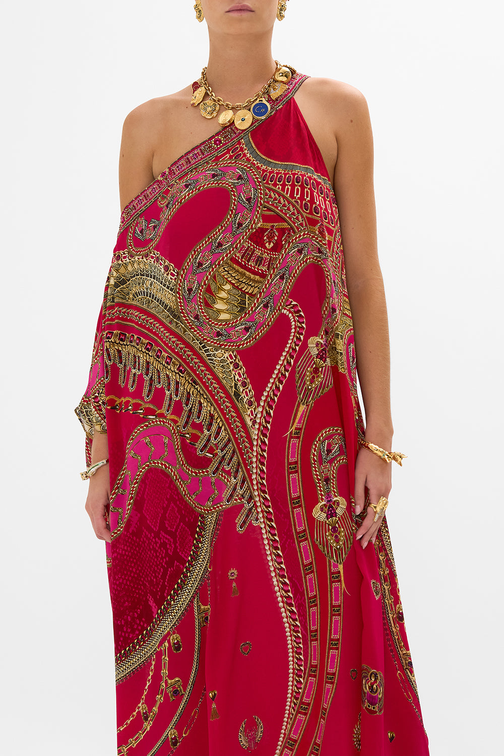 ONE SHOULDER KAFTAN WITH NECKBAND KISSED BY A COBRA