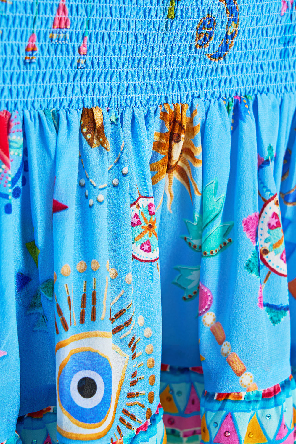 SHORT SHIRRED SKIRT A PAINTED VILLAGE