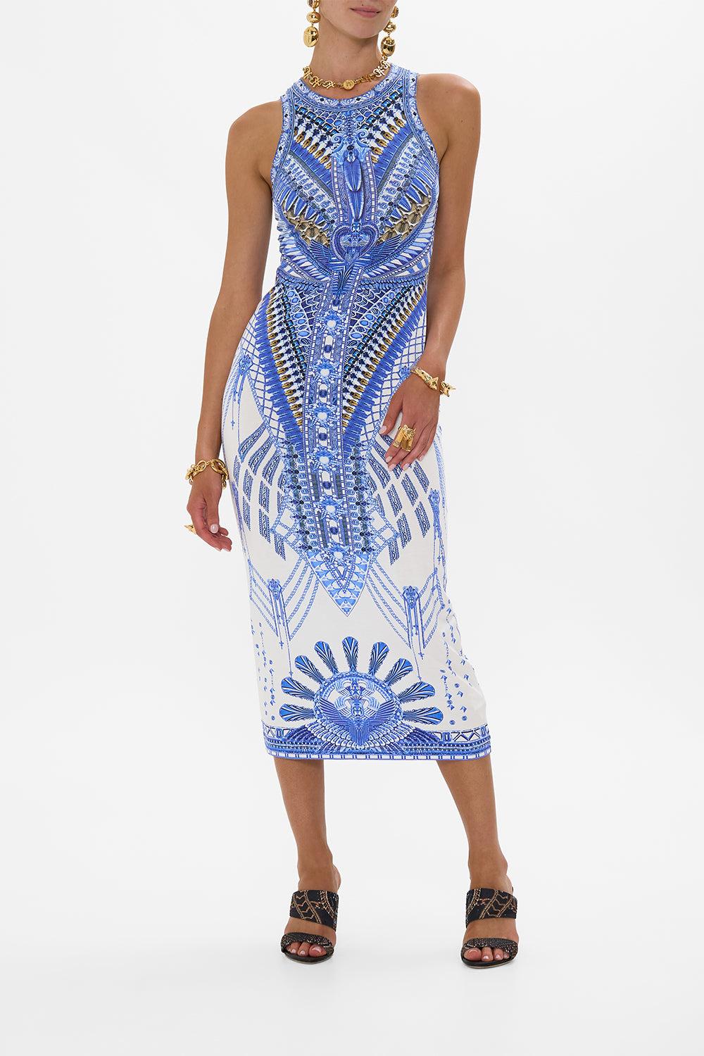 CAMILLA Jersey Tank Dress in Dancing With Daylight print