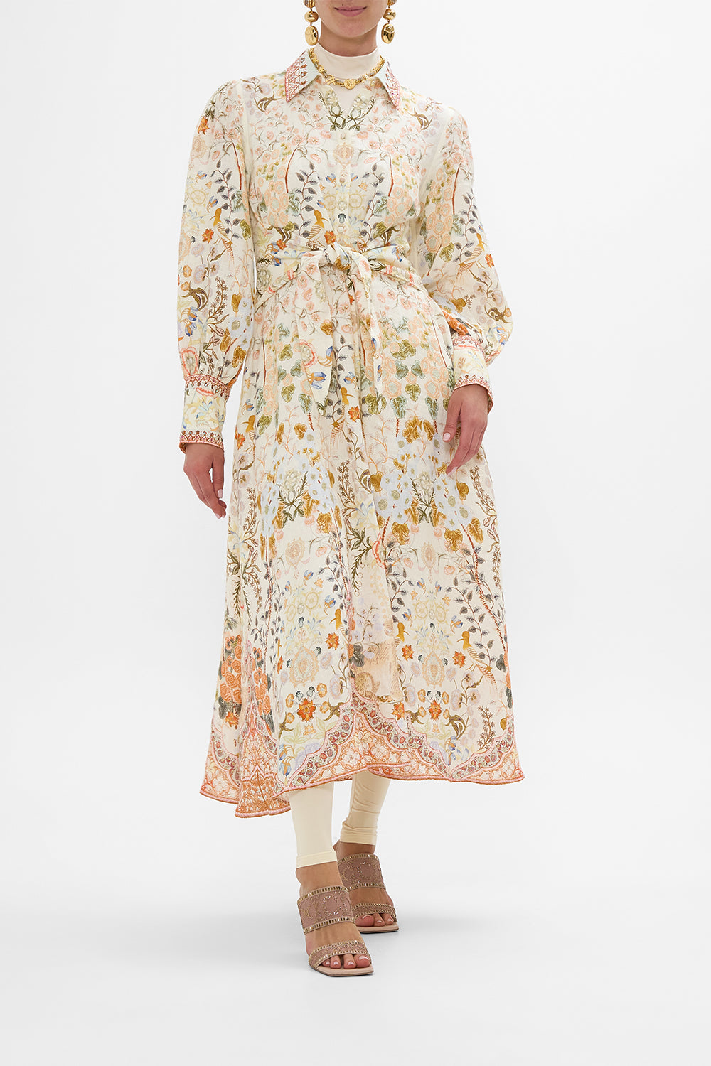 CAMILLA Waist Tie Shirt Dress in Honour of Heirlooms print