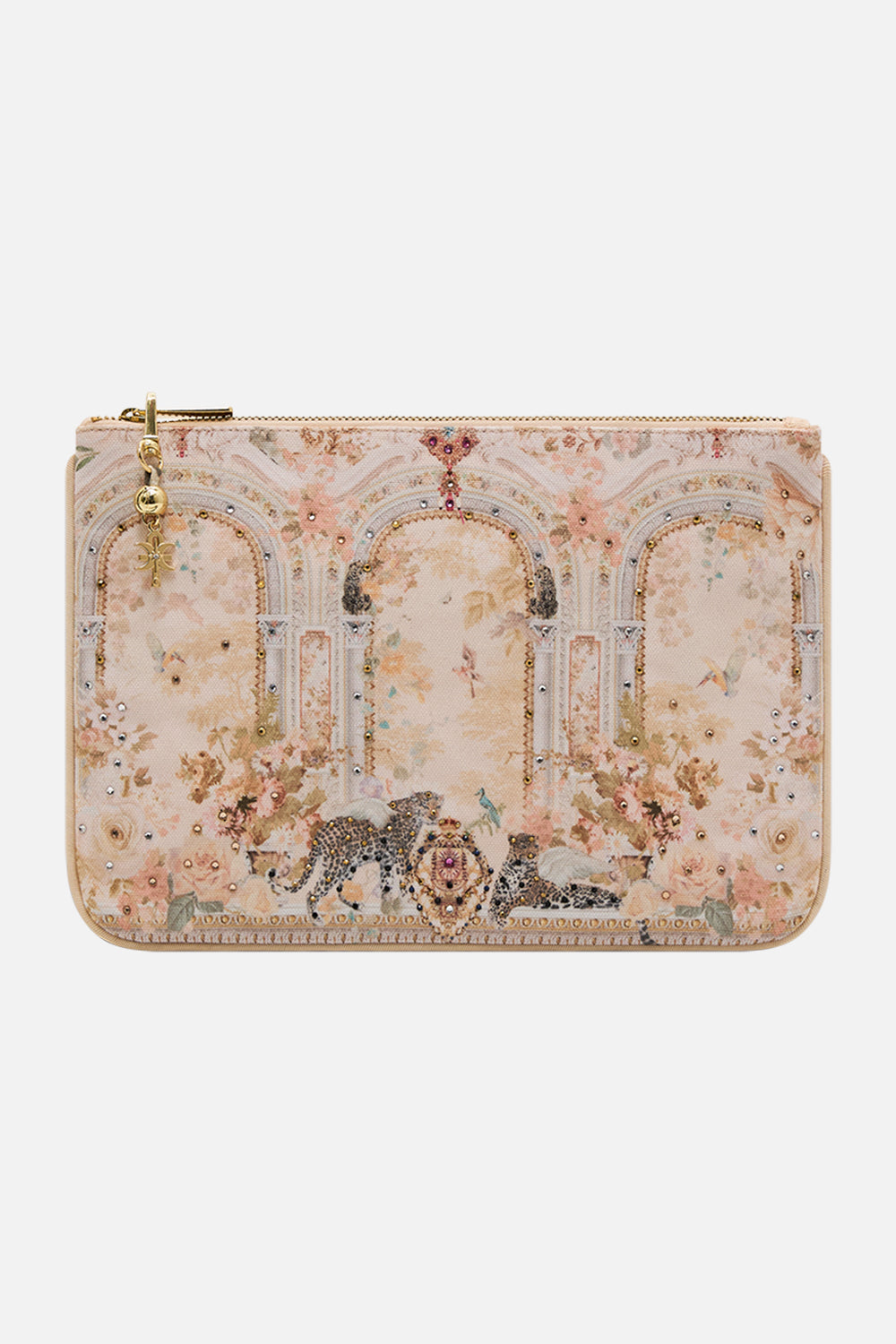 CAMILLA small canvas clutch in Adorned in Antiquity print.
