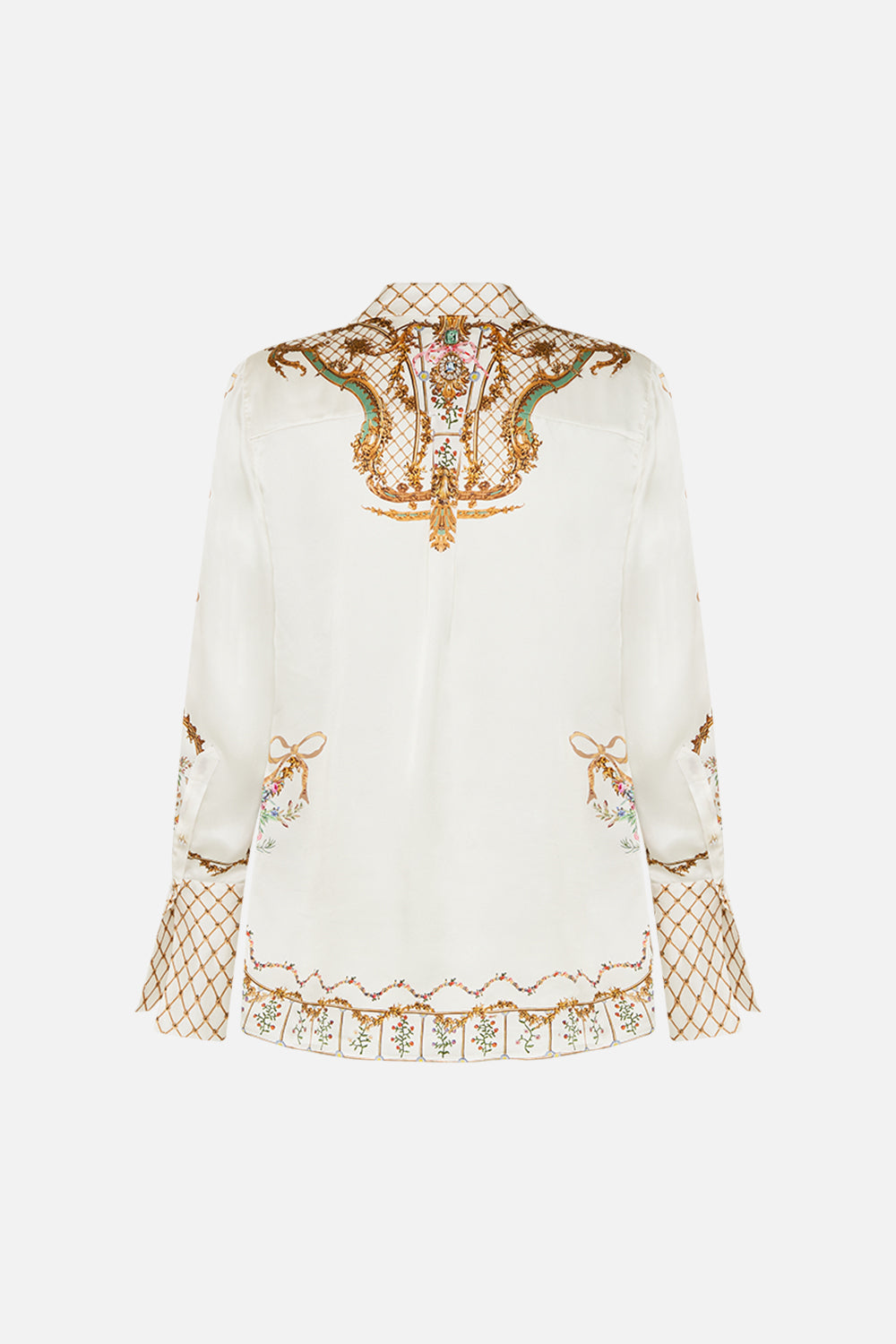 The CAMILLA Pyjama Shirt in our Dressing Room Drama print.