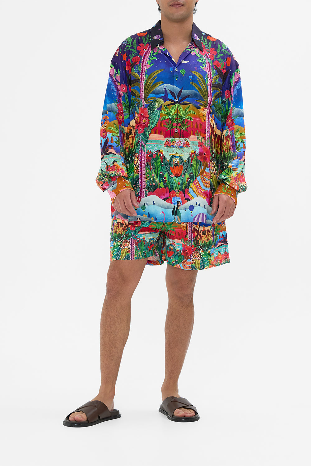 CAMILLA Oversized Shirt in Midnight Muses print.