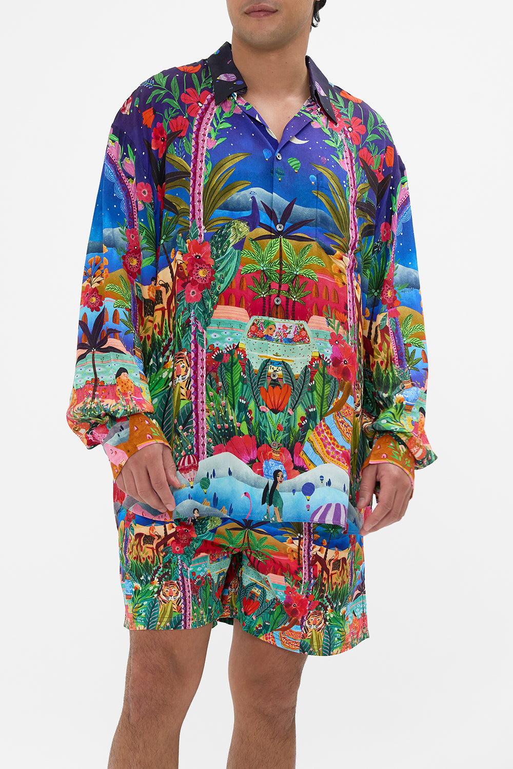 CAMILLA Oversized Shirt in Midnight Muses print.