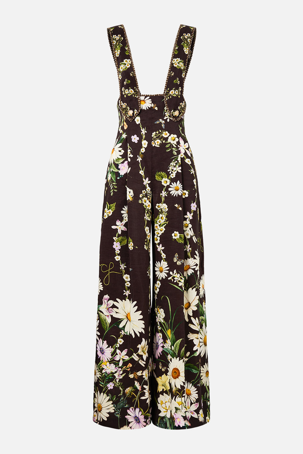 The CAMILLA Detachable Strap Wide Leg Jumpsuit in our Dish It, Daisy print.