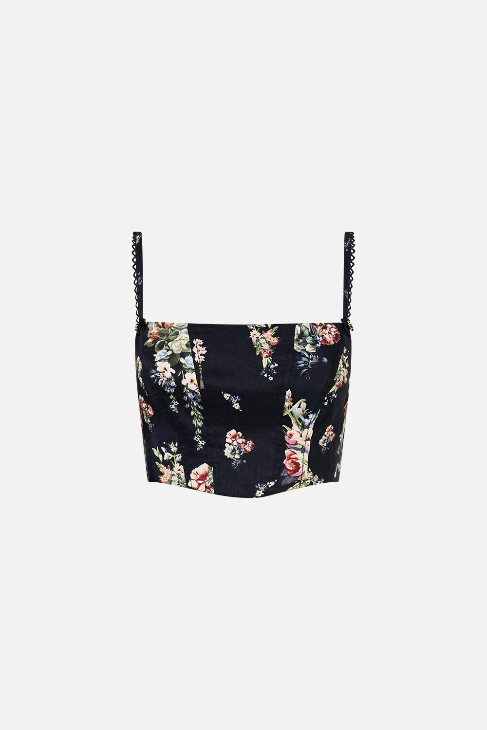 The CAMILLA Corset Crop Top in our Noble Endeavours print.
