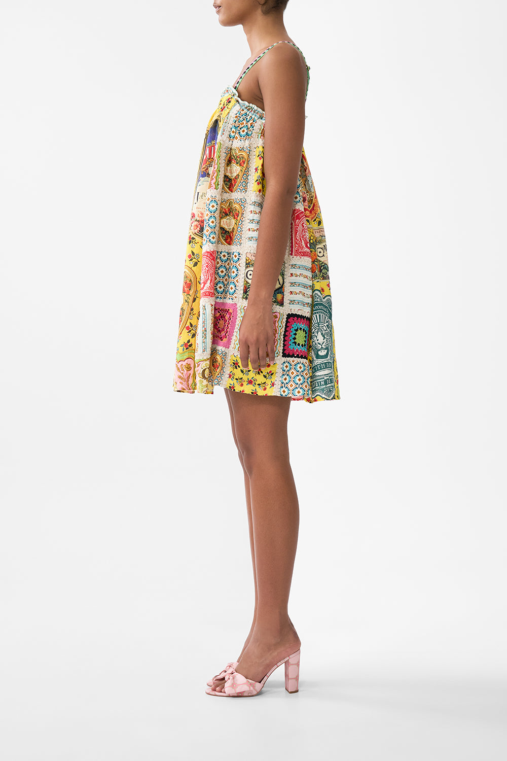 WIDE STRAP SHORT SUNDRESS AROMATIC TIGER FLOWER