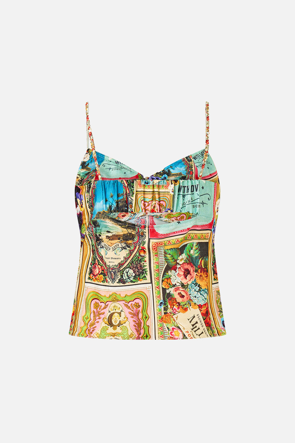 The CAMILLA Gathered Bodice Bias Top in our Soap Opera print.