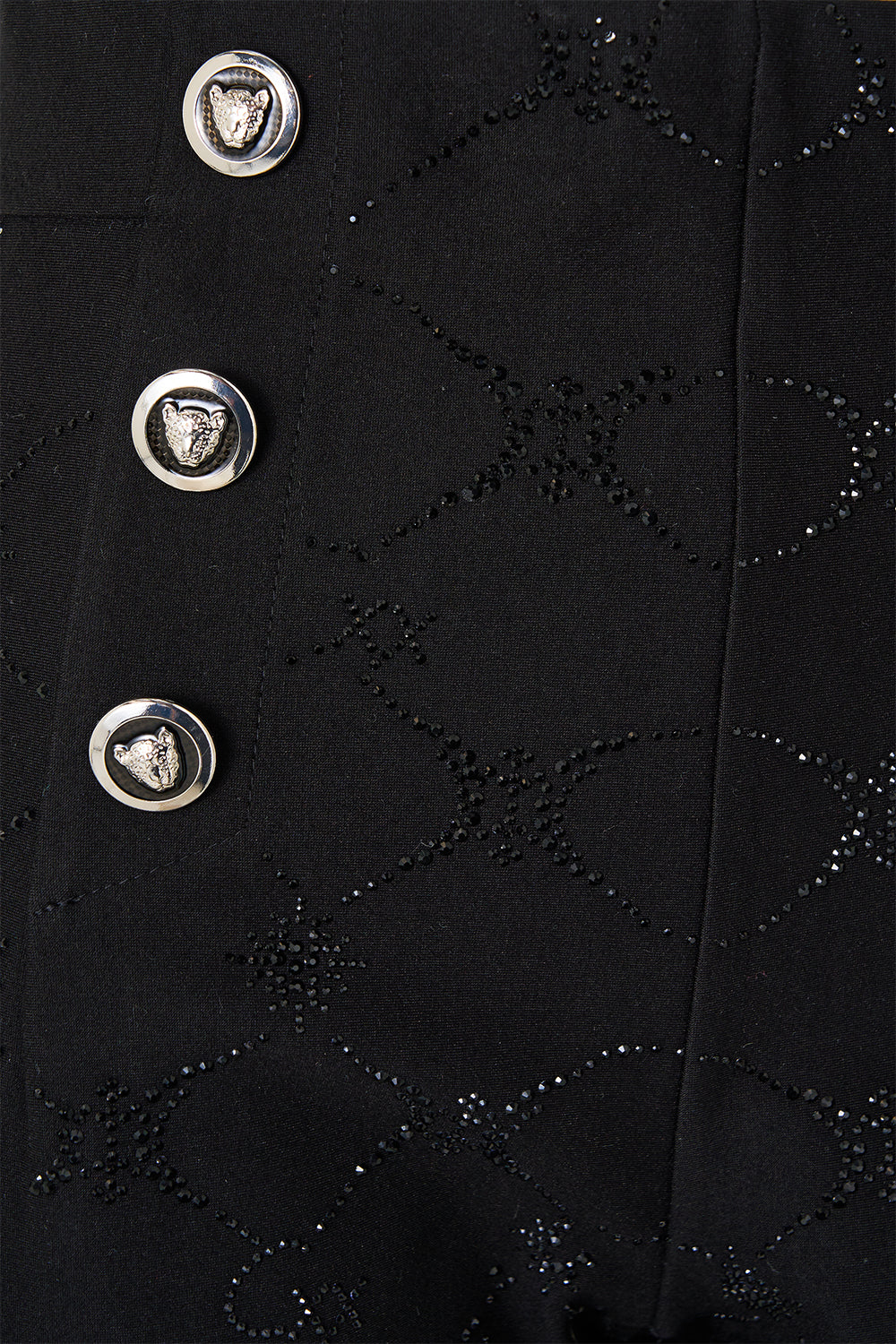 The CAMILLA Button Embellished Ponte Pant in our Solid Black print.