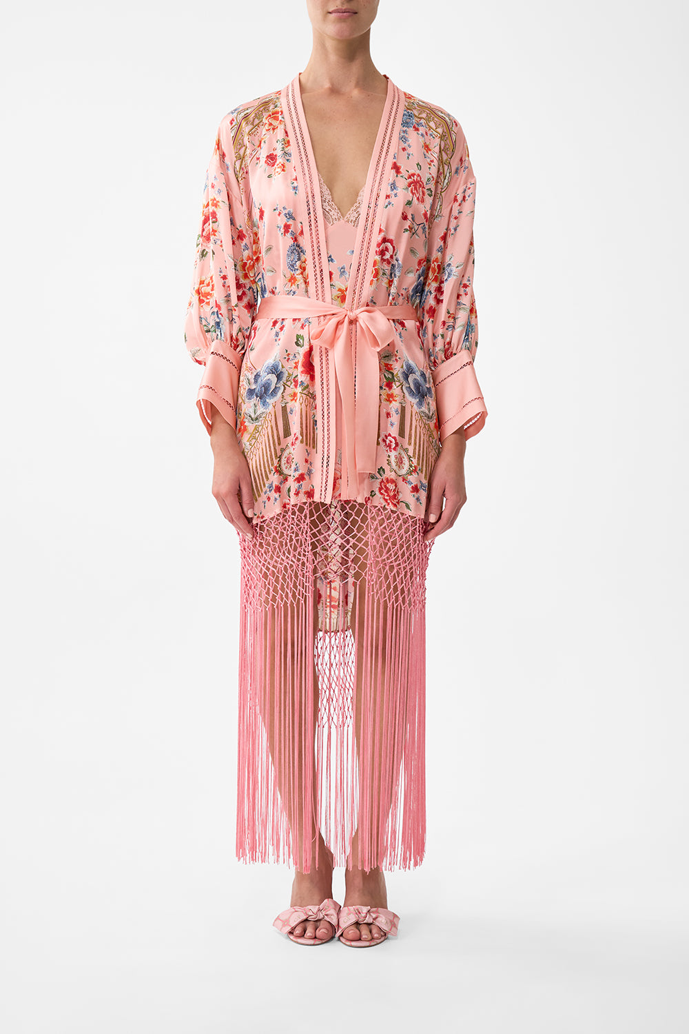 The CAMILLA High Low Hem Layer With Cuff in our Majestic Milla print.