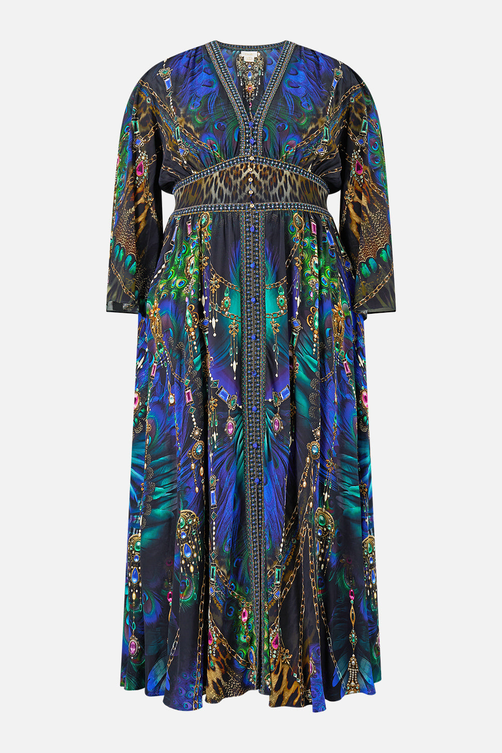 KIMONO SLEEVE DRESS WITH SHIRRING DETAIL DOMINICAN DECADENCE