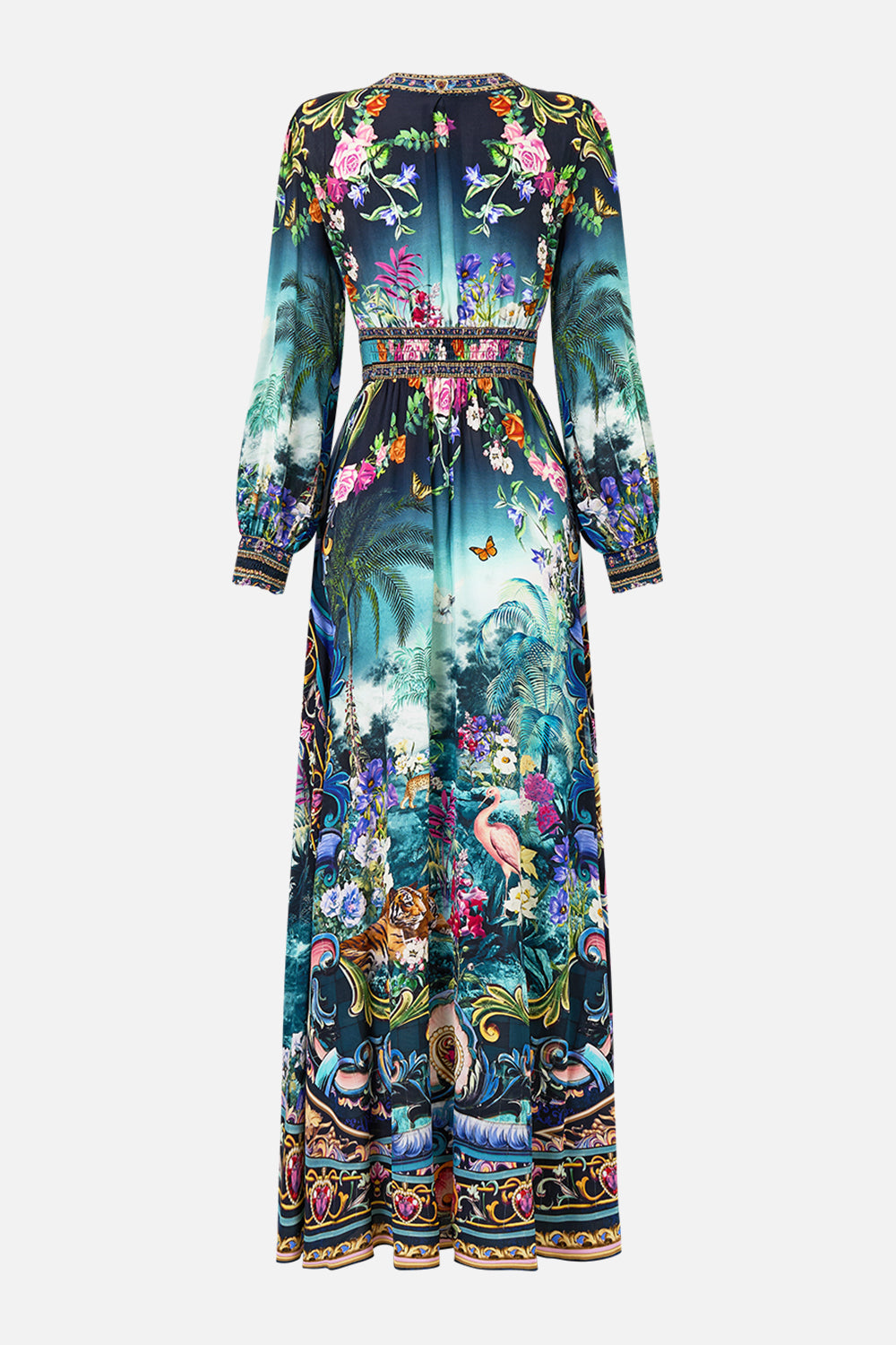 The CAMILLA Button Dress With Shaped Waistband in our Basked In Baroque print.