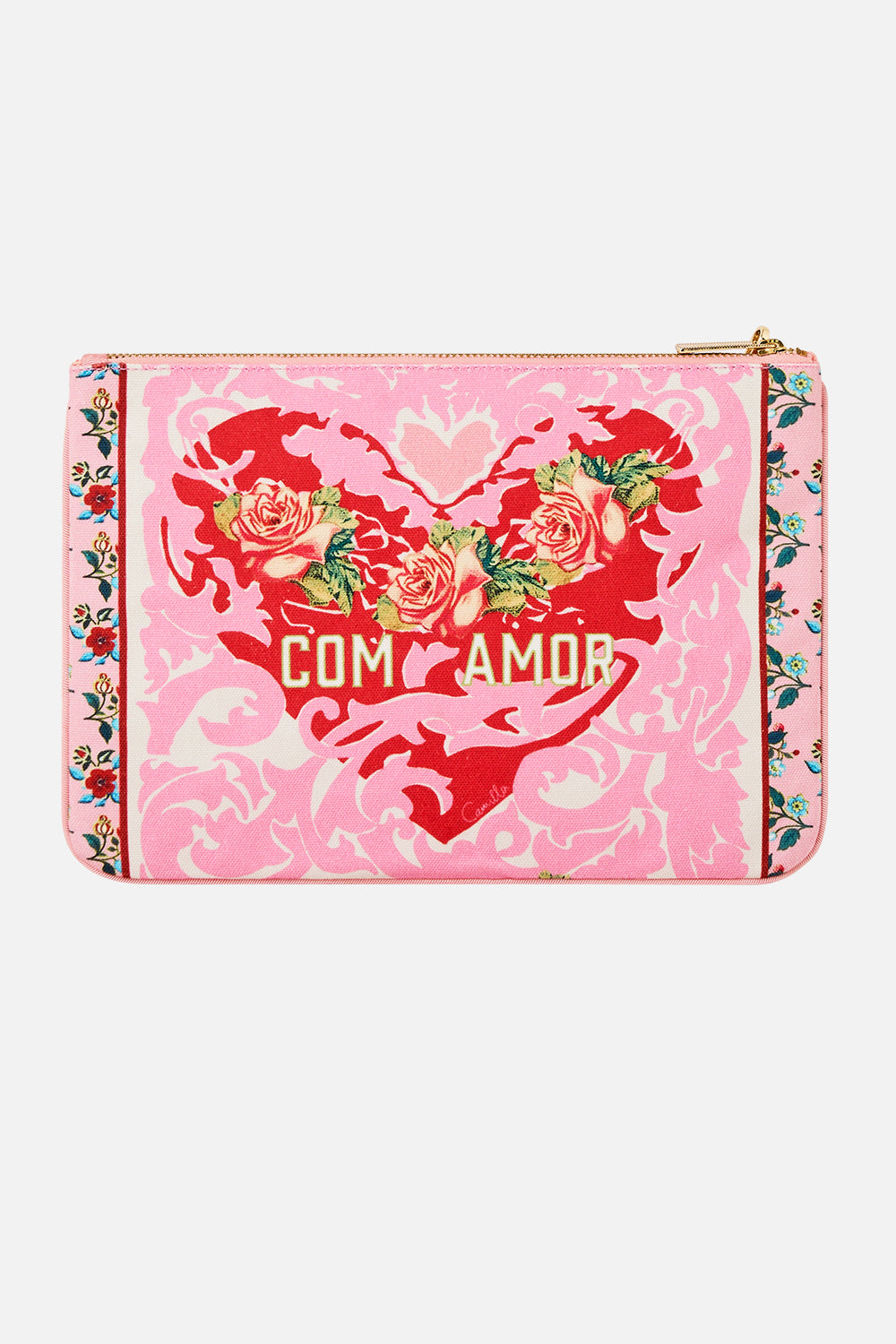 The CAMILLA Small Canvas Clutch in our Pink Porto print.
