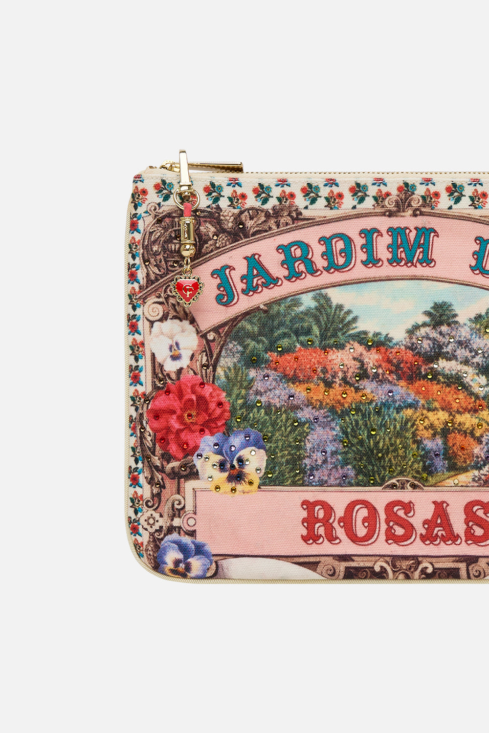 The CAMILLA Small Canvas Clutch in our Aromatic Amor print.