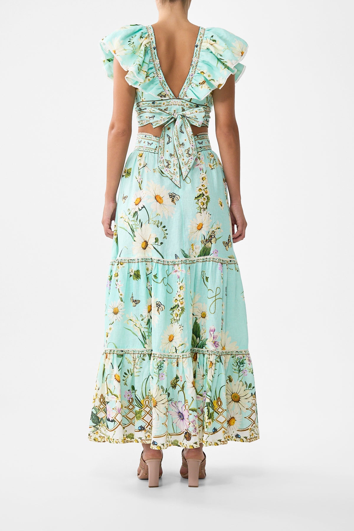 The CAMILLA Ruffle Wrap Top in our Floral Freefall print.