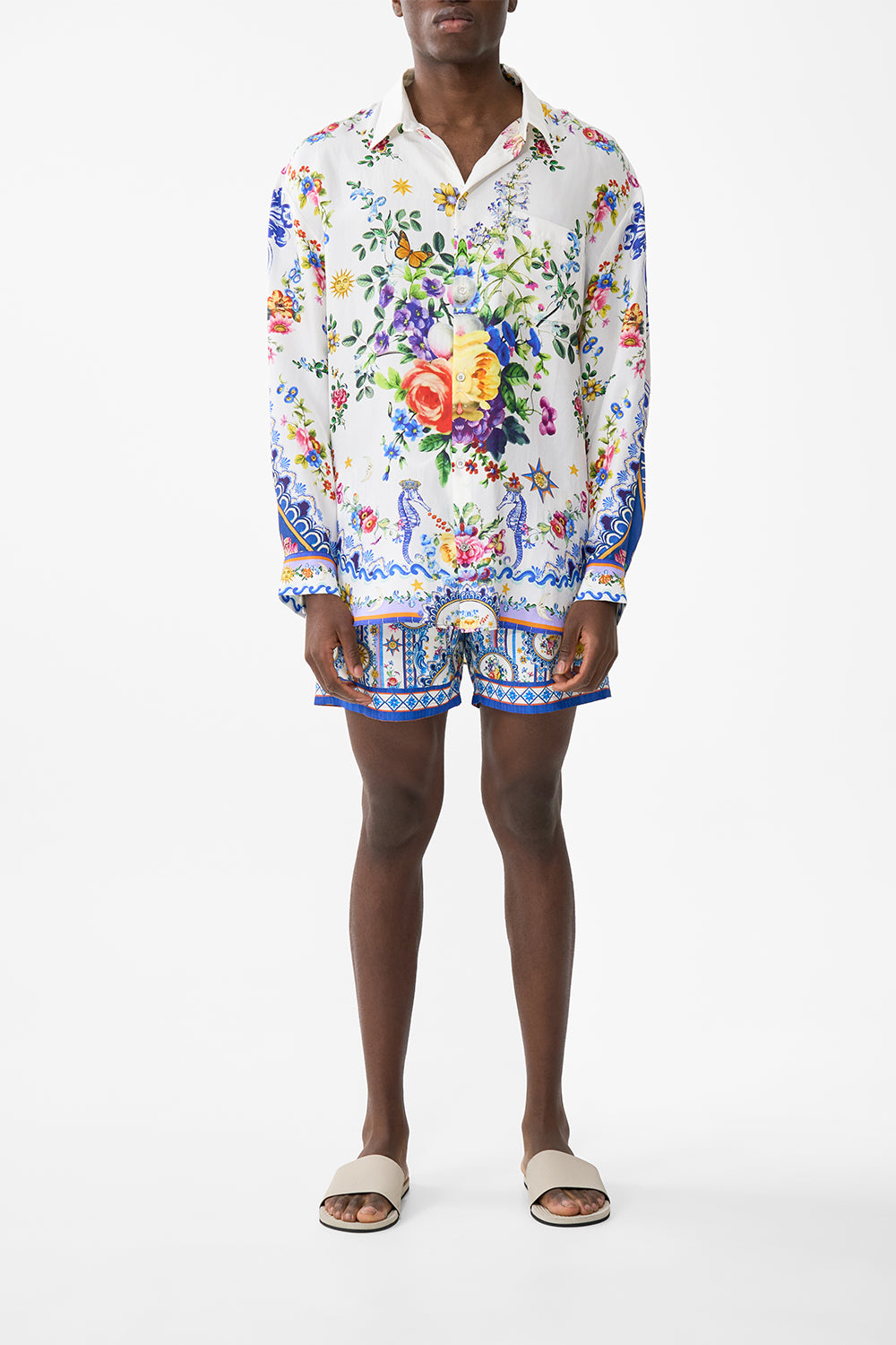 The CAMILLA Long Sleeve Oversized Shirt in our Tiles Darls print.
