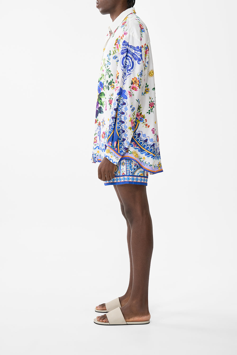 The CAMILLA Long Sleeve Oversized Shirt in our Tiles Darls print.