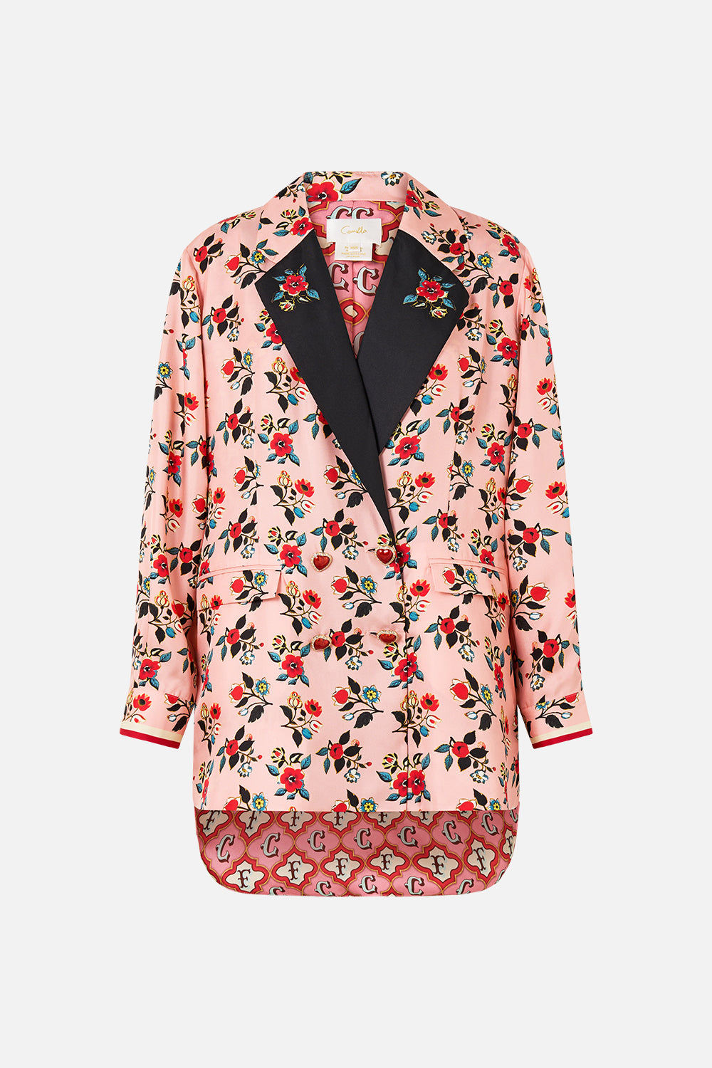The CAMILLA Double Breasted Soft Jacket in our Pink Porto print.