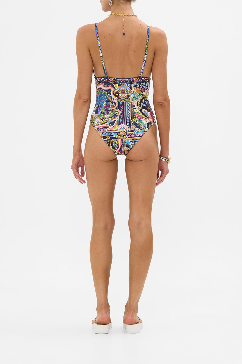 The CAMILLA High Tri One Piece With Front Trim in our Basked In Baroque print.