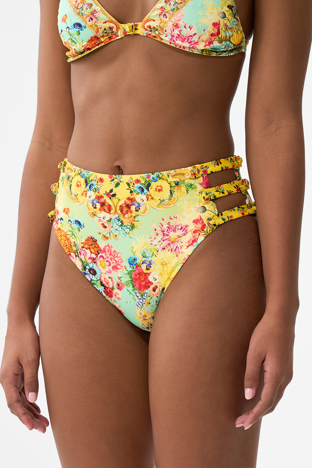 The CAMILLA High Waist Pant W Multi Strap Button Sides in our Aromatic Tiger Flower print.