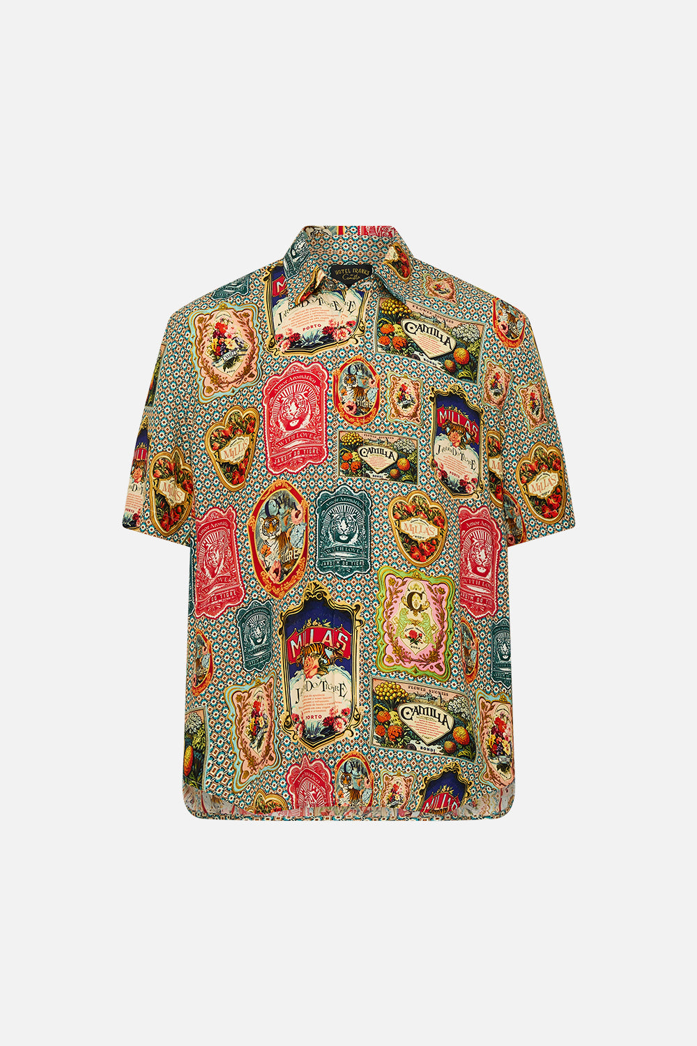 The CAMILLA Short Sleeve Oversized Shirt in our Soap Opera print.