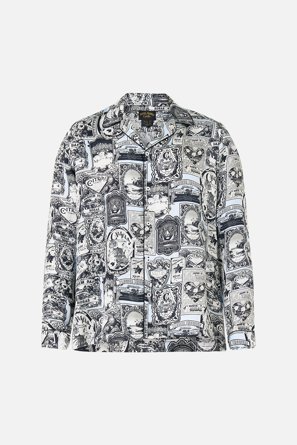 The CAMILLA Long Sleeve Camp Collared Shirt in our Flower Showers print.