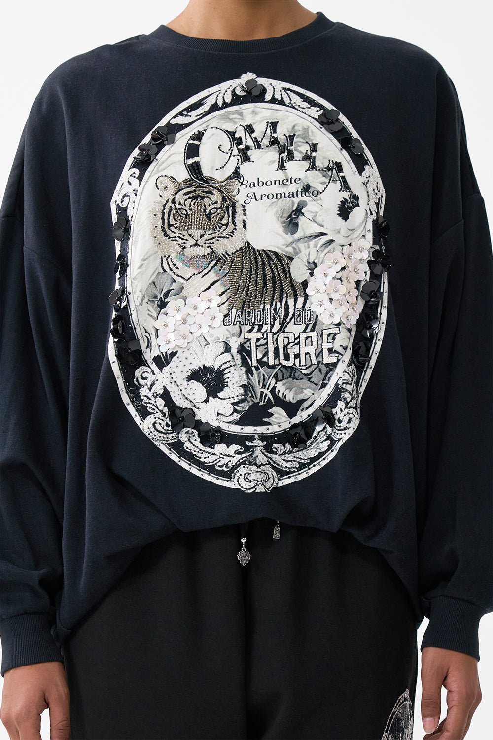 TUCK DETAIL SWEATER - BLACK PERFUMED IN PORTO