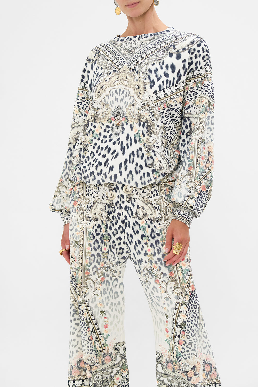 The CAMILLA Tuck Detail Sweater in our Marble Heaven print.