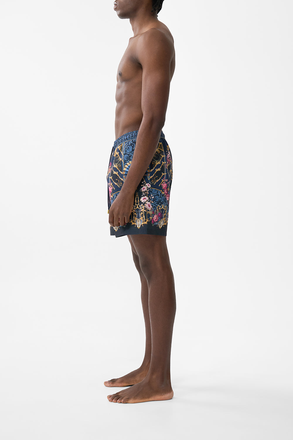 The CAMILLA Mid Length Boardshort With Elastic Waist in our Ornate On A Plate print.