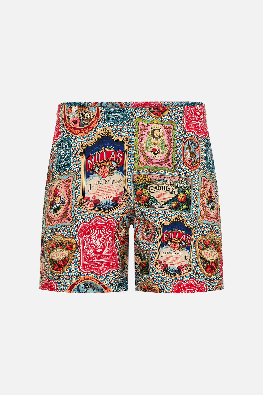 The CAMILLA Mid Length Boardshort With Fixed Waist in our Soap Opera print.