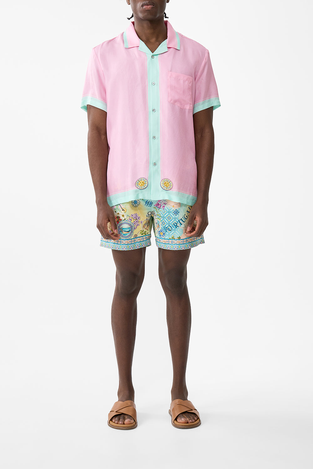 The CAMILLA Short Sleeve Camp Collared Shirt in our Just Coasting print.