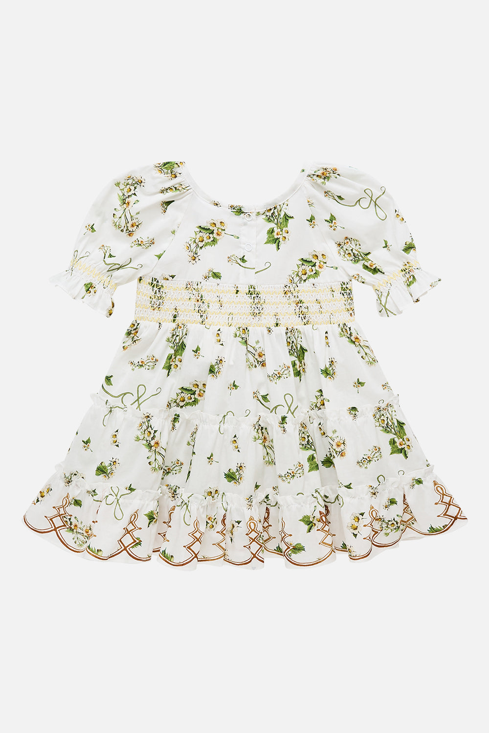 The CAMILLA Babies Tiered Dress With Puff Sleeve in our Daisy Chains print.