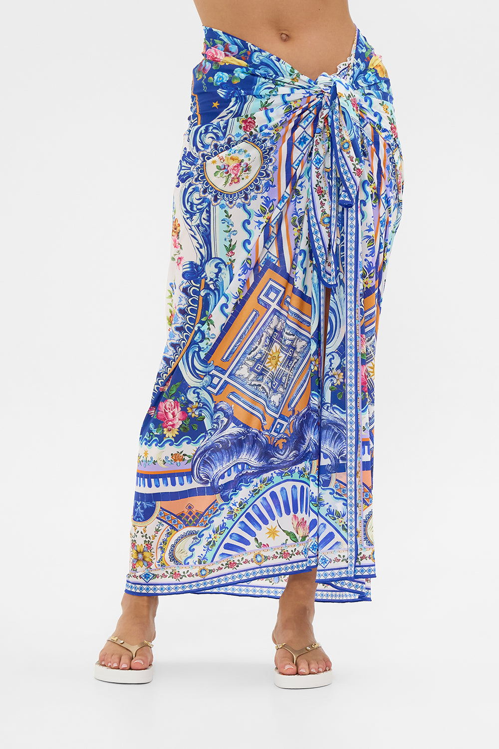 The CAMILLA Multi Wear Long Sarong in our Tiles Darls print.