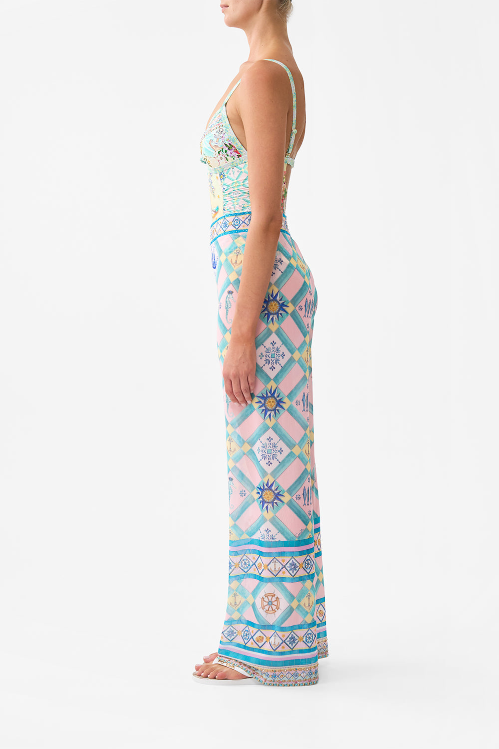 The CAMILLA Mesh Straight Leg Pant in our Just Coasting print.