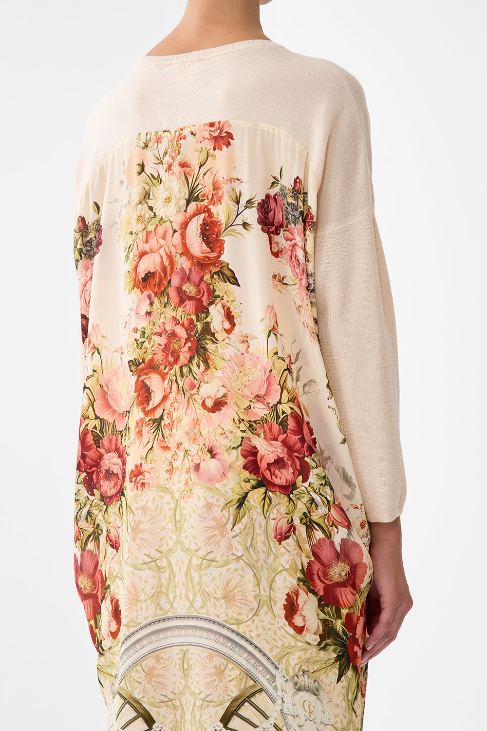 The CAMILLA Long Sleeve Jumper With Print Back in our Meet Me At The Majestic print.