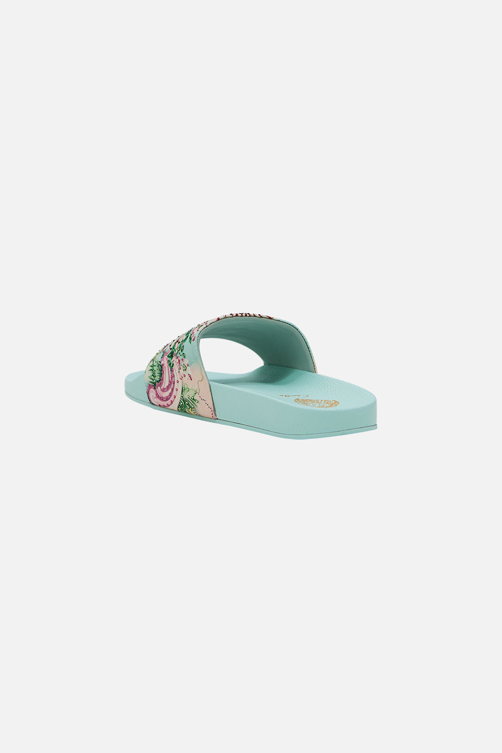 The CAMILLA Amelia Pool Slides in our Just Coasting print.