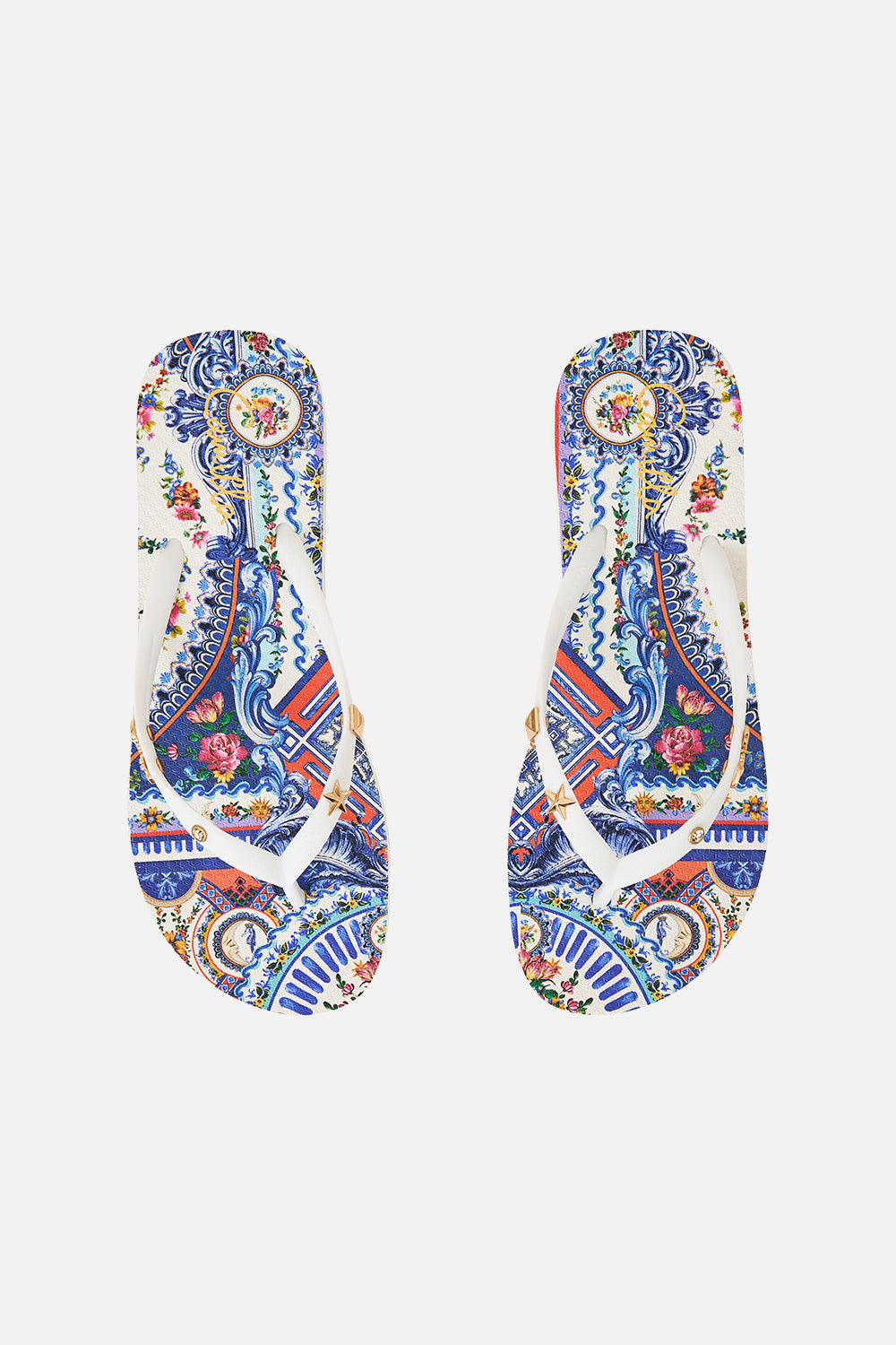 The CAMILLA Thongs in our Tiles Darls print.