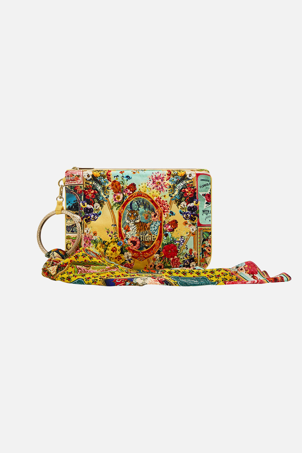 The CAMILLA Ring Scarf Clutch in our Aromatic Tiger Flower print.