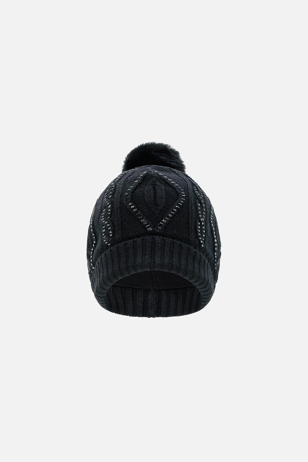 The CAMILLA Embellished Beanie in our Solid Black print.