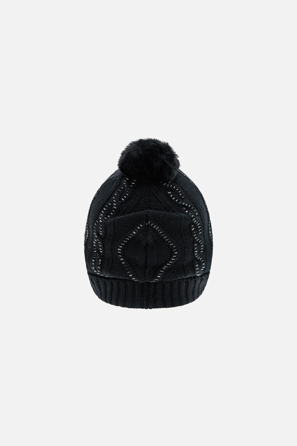 The CAMILLA Embellished Beanie in our Solid Black print.