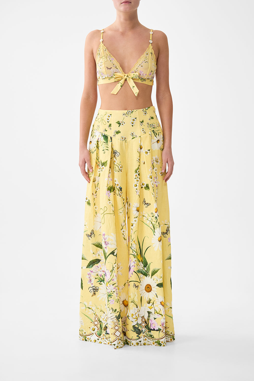 The CAMILLA Scalloped Edge Tri Bralette With Bow Front in our Daisy Chains print.