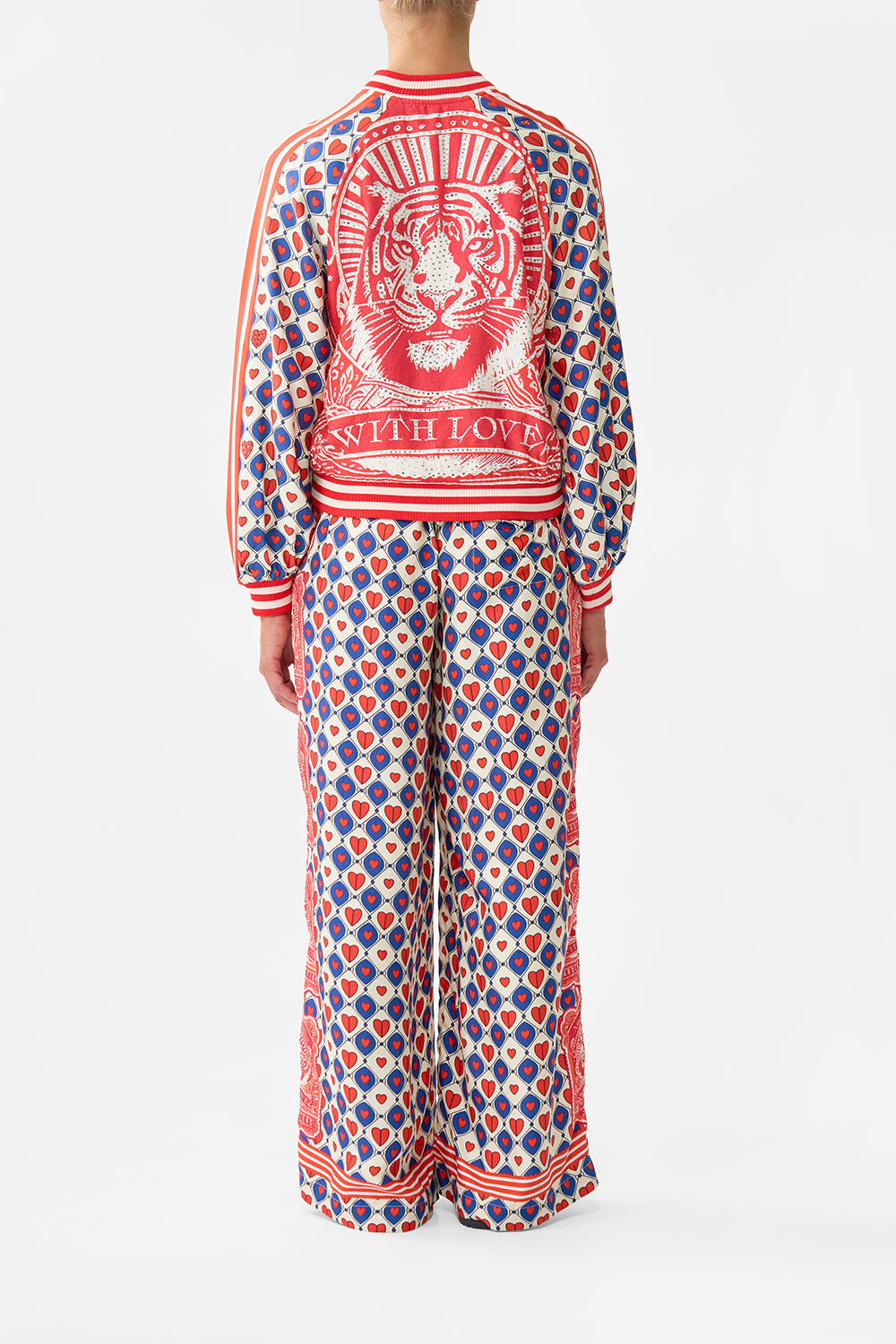 The CAMILLA Panelled Sleeve Blouson Bomber in our Rinse & Roar print.