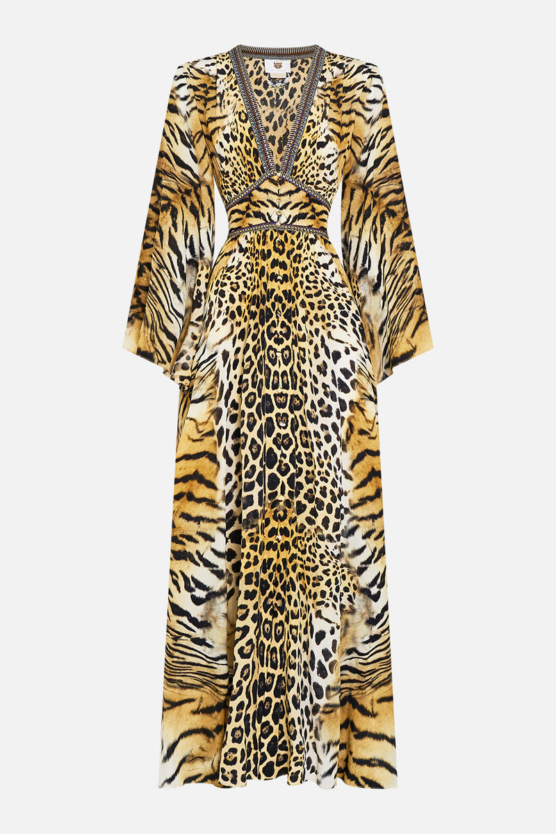 KIMONO SLEEVE DRESS WITH SHIRRING DETAIL TIGER PANTS main image 1
